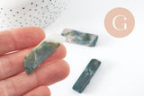 Pendentif rectangle agate mousse, perle pierre,pierre naturelle, agate naturelle, pierre rectangle, x5 G2473