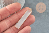 Pendentif rectangle verreoeil de chat laiton doré 46.5mm, pendentif verre création bijoux x1 G2524