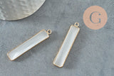 Pendentif rectangle verreoeil de chat laiton doré 46.5mm, pendentif verre création bijoux x1 G2524