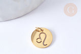Pendentif rond constellation acier 304 inoxydable doré IP 12x1mm, x1 (G7506)