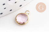 Pendentif rond doré cristal coloré 12mm, x1 (G5039)