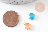Pendentif rond doré cristal coloré 12mm, x1 (G5039)