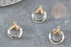 Pendentif rond doré cristal gris irisé, pendentif cristal coloré, 17mm, x1 (G3543)