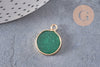 Pendentif rond jade vert, naturel,pendentif rond,20.5mm, x1 G2171