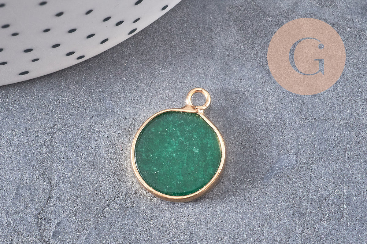 Pendentif rond jade vert, naturel,pendentif rond,20.5mm, x1 G2171