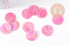 Pendentif rond nacre rose fuchsia irisé 25mm, x10 (G3975)