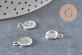 Round cabochon setting pendant, 201 stainless steel, silver-plated, 8mm, x1 (G11192)
