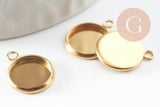 Pendentif rond support cabochon acier inoxydable doré IP 10mm, x1 (G6672)
