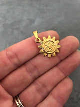 Pendentif soleil acier 304 inoxydable doré 22mm, x1 (G5290)