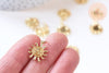 Pendentif soleil laiton doré 18k 16.5, pendentif en cristal pour création bijoux porte bonheur pour femme, x1 (G6238)