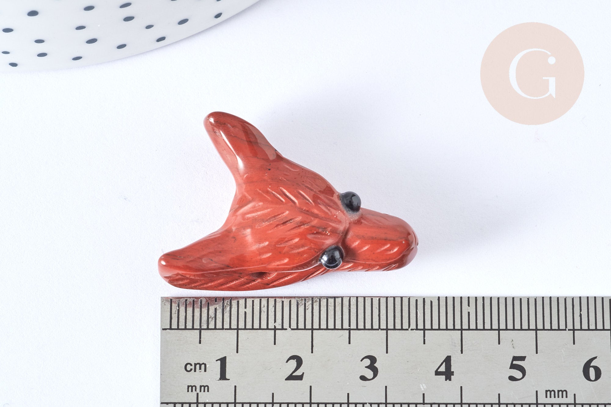 Pendentif tête de loup jaspe rouge naturelle 37-42mm, x1 (G7556)