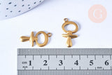 Pendentif tétine laiton brut, x2 (G6518)