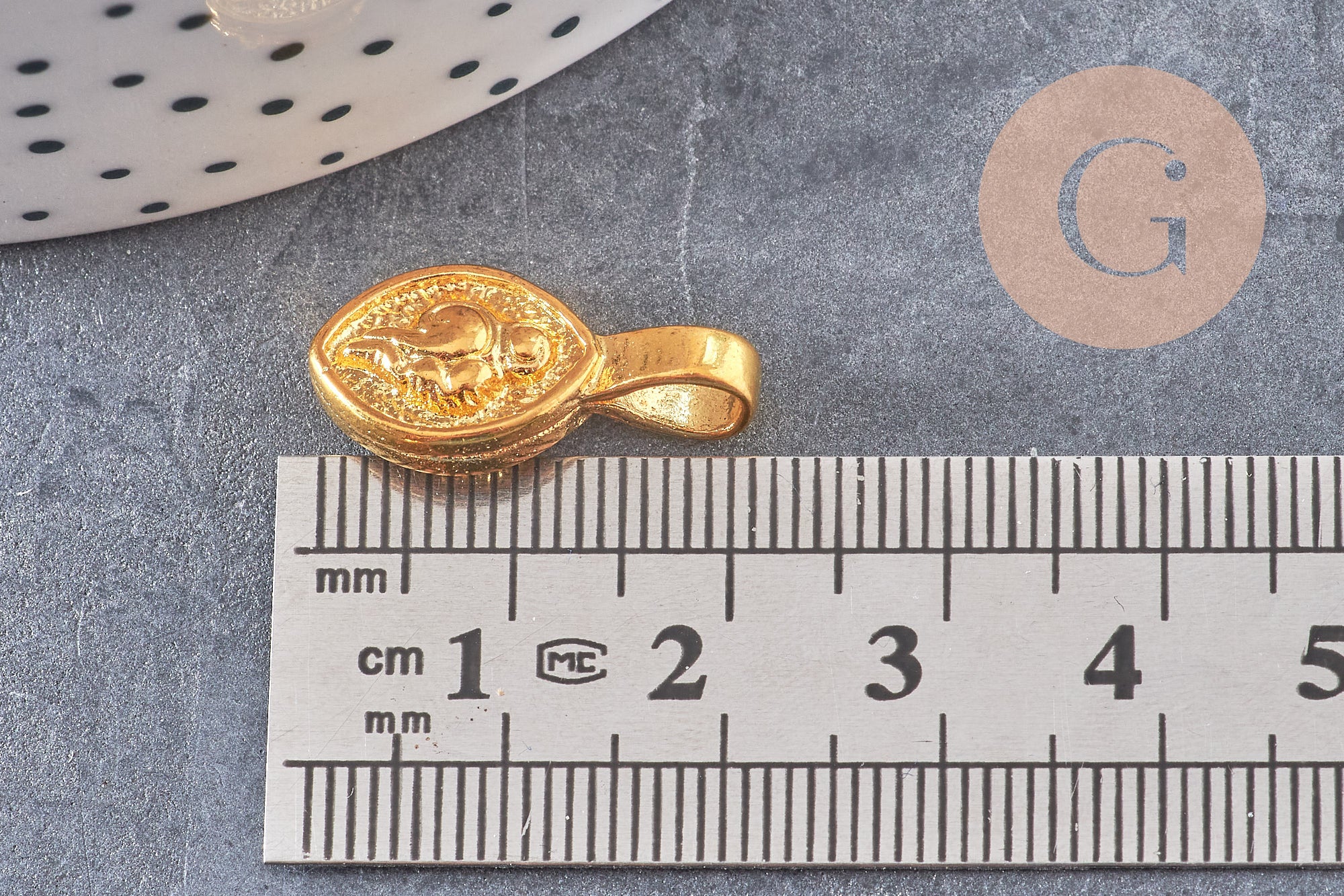 Pendentif tibétain laiton doré, breloque bouddhisme, pendentif laiton religieux, 21mm, x2 (G4324)