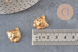 Raw brass tiger relief pendant 16mm, x1 (G10163)