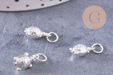 Pendentif tortue argent massif 925 12.5mm, x1 (G10701)