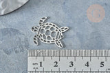 Pendentif tortue argenté acier 201 inoxydable 24mm, x1 (G7615)