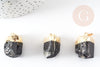 Pendentif tourmaline noire brute laiton doré 26-46mm, x1 (G0157)