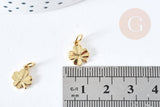 Pendentif trèfle quatre feuilles laiton doré 18K 11mm, x1 (G8737)