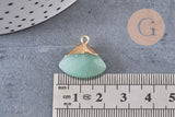 Pendentif triangle aventurine verte naturelle facettes 20mm, x1, G2997