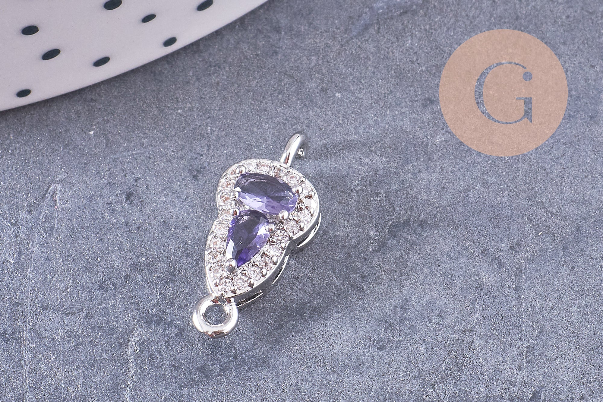 Pendentif verre pierre résine druzy zamac doré 10.5-26mm, x1 (G6415)