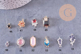 Pendentif verre pierre résine druzy zamac doré 10.5-26mm, x1 (G6415)