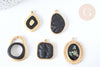Pendentif zamac doré émail noir et coquille 25mm, création bijoux DIY, x1 G7368