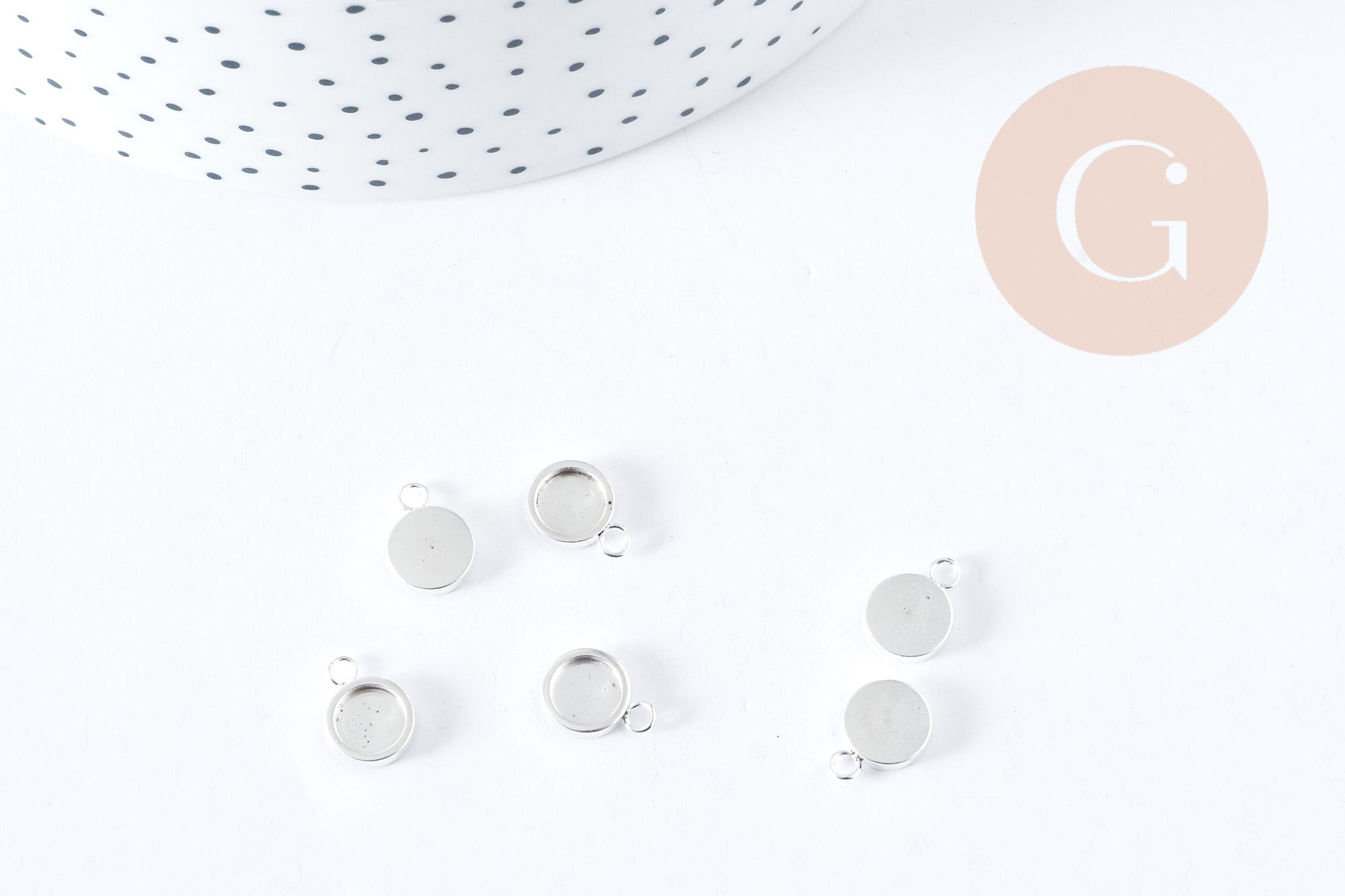 Pendentifs Supports cabochons ronds acier 201 inoxydable platine 11mm, x5 (G9044)