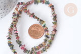 Perle Chips tourmaline naturelle couleur mixte 3~5mm, x1 fil de 80cm (G7888)