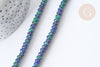 Perle Rondelle jaspe sésame teintée facettée bleu foncé 6x4mm, pierre naturelle, le fil de 38cm (G7874)