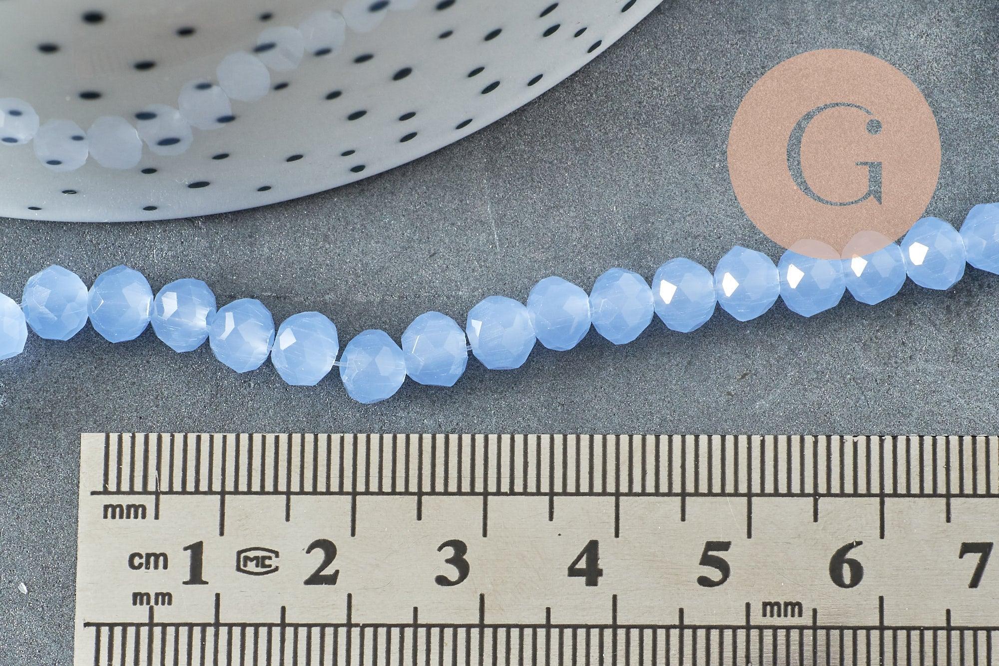 Perle abacus cristal bleu clair 6x5mm, perle verre facette,fil de 44cm, X1 (G6371)