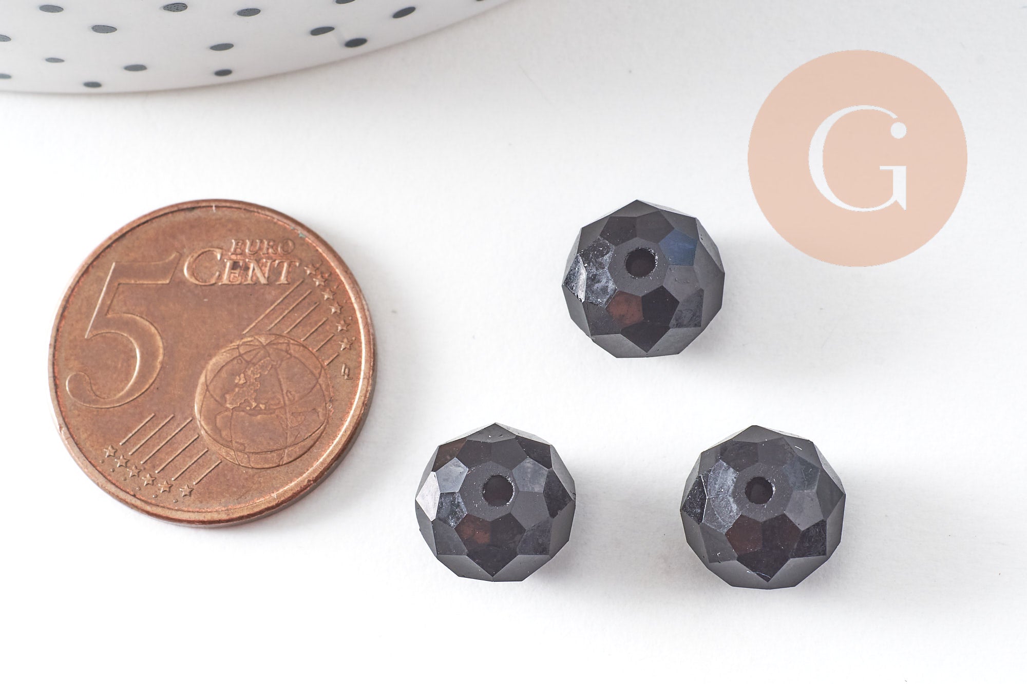 Perle abacus cristal facetté noir 10mm, x 10 perles (G8265)