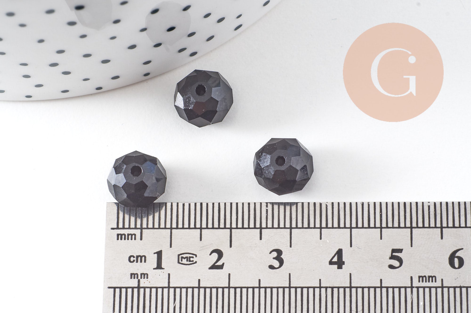 Perle abacus cristal facetté noir 10mm, x 10 perles (G8265)