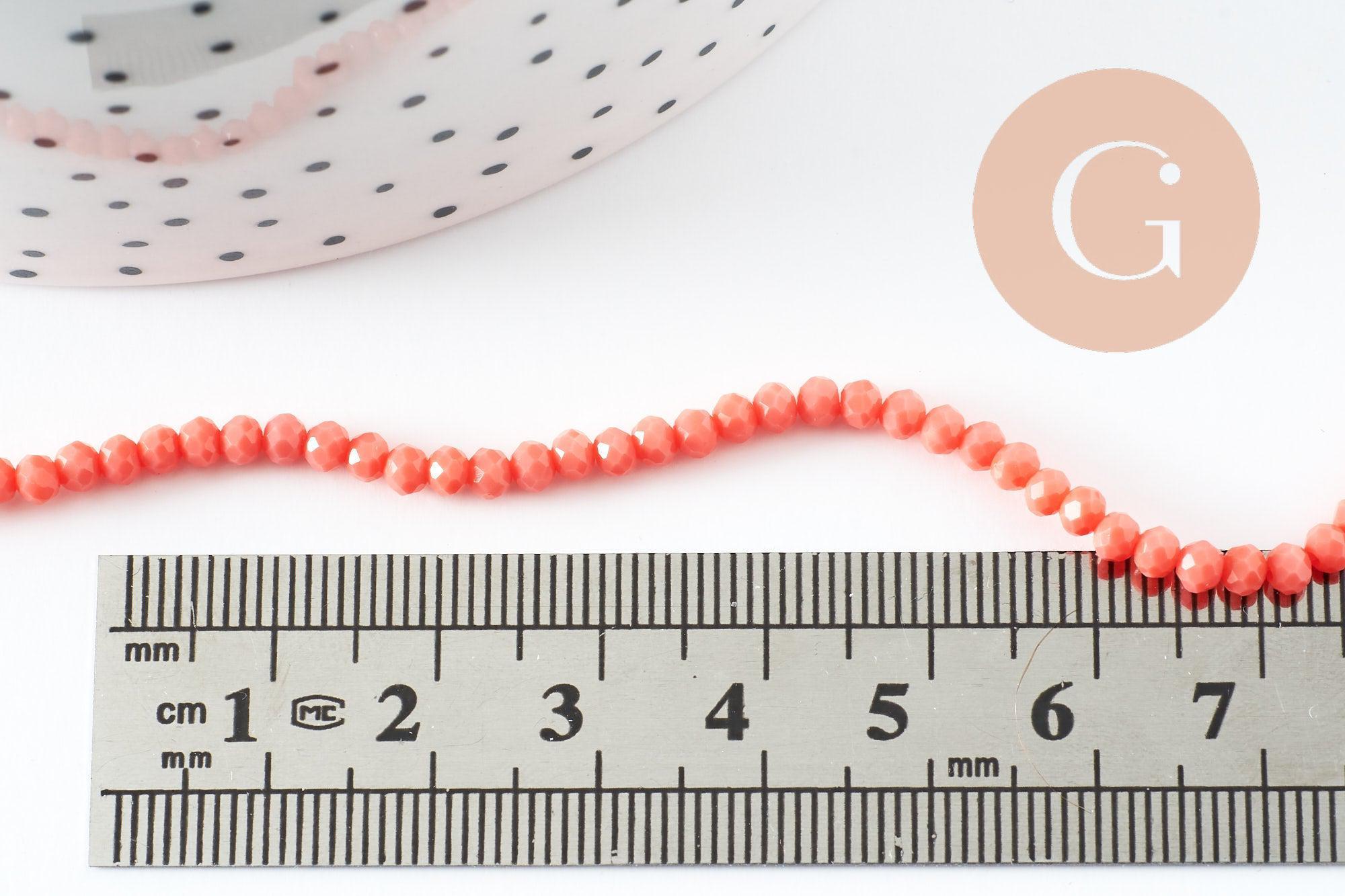Perle abacus cristal rose corail 3mm, x1 fil de 41 cm (G9822)