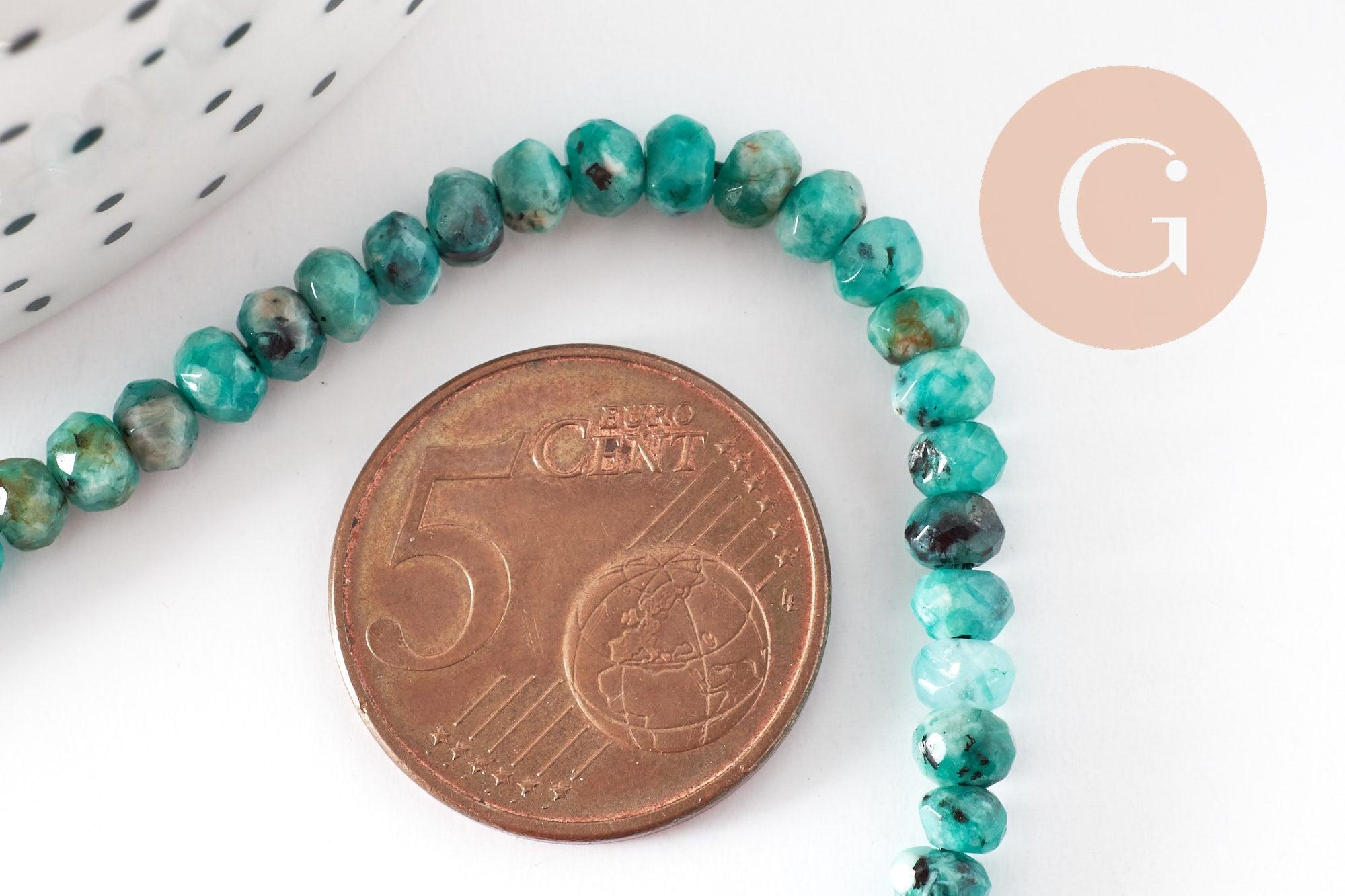 Perle abacus jade naturel vert 4x2mm, x1 fil 36 cm (G0109)