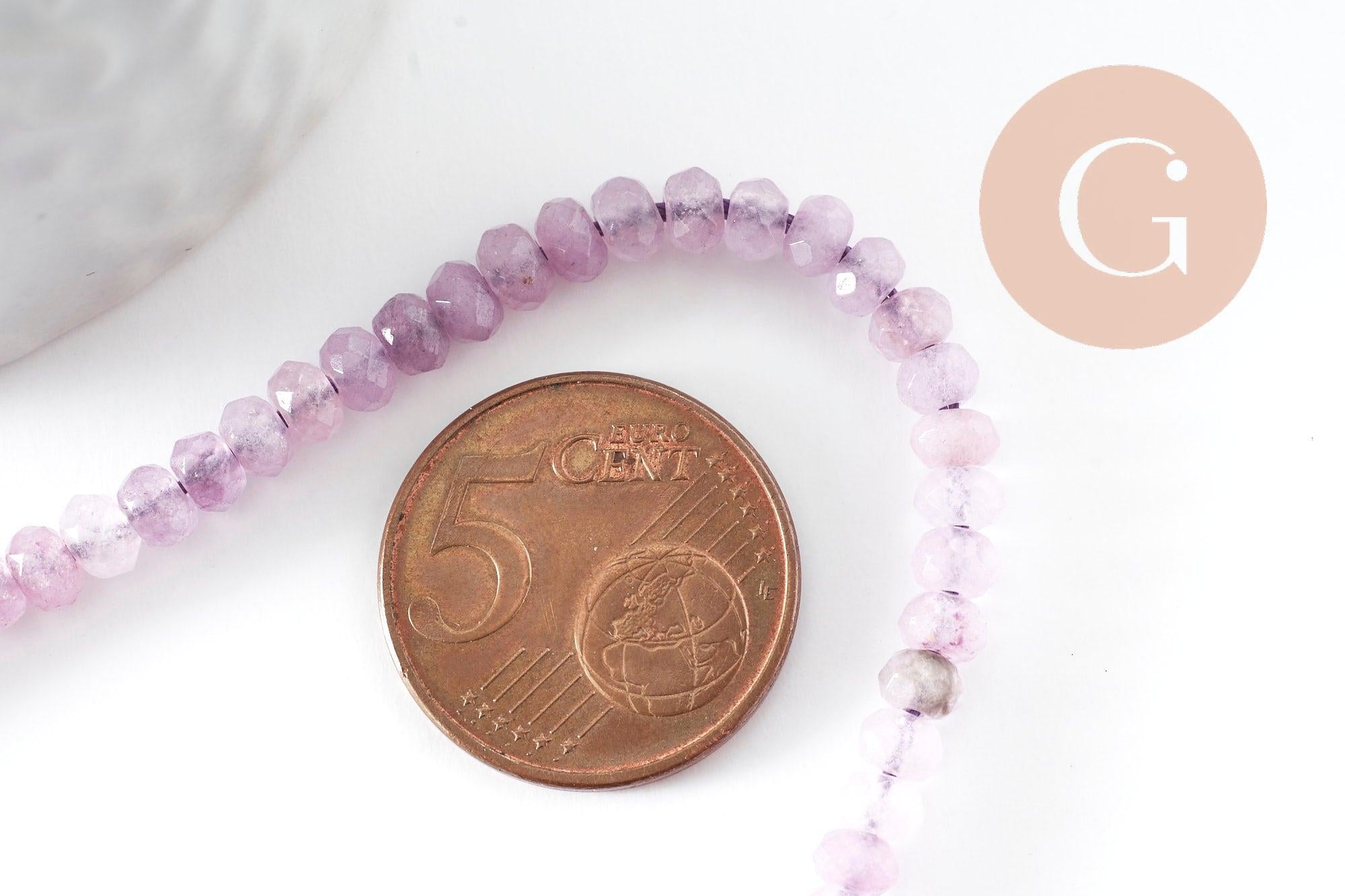 Perle abacus jade rose clair,pierre naturelle,perle facette,jade,4x2mm,fil de 35 cm, x1 (G3069)
