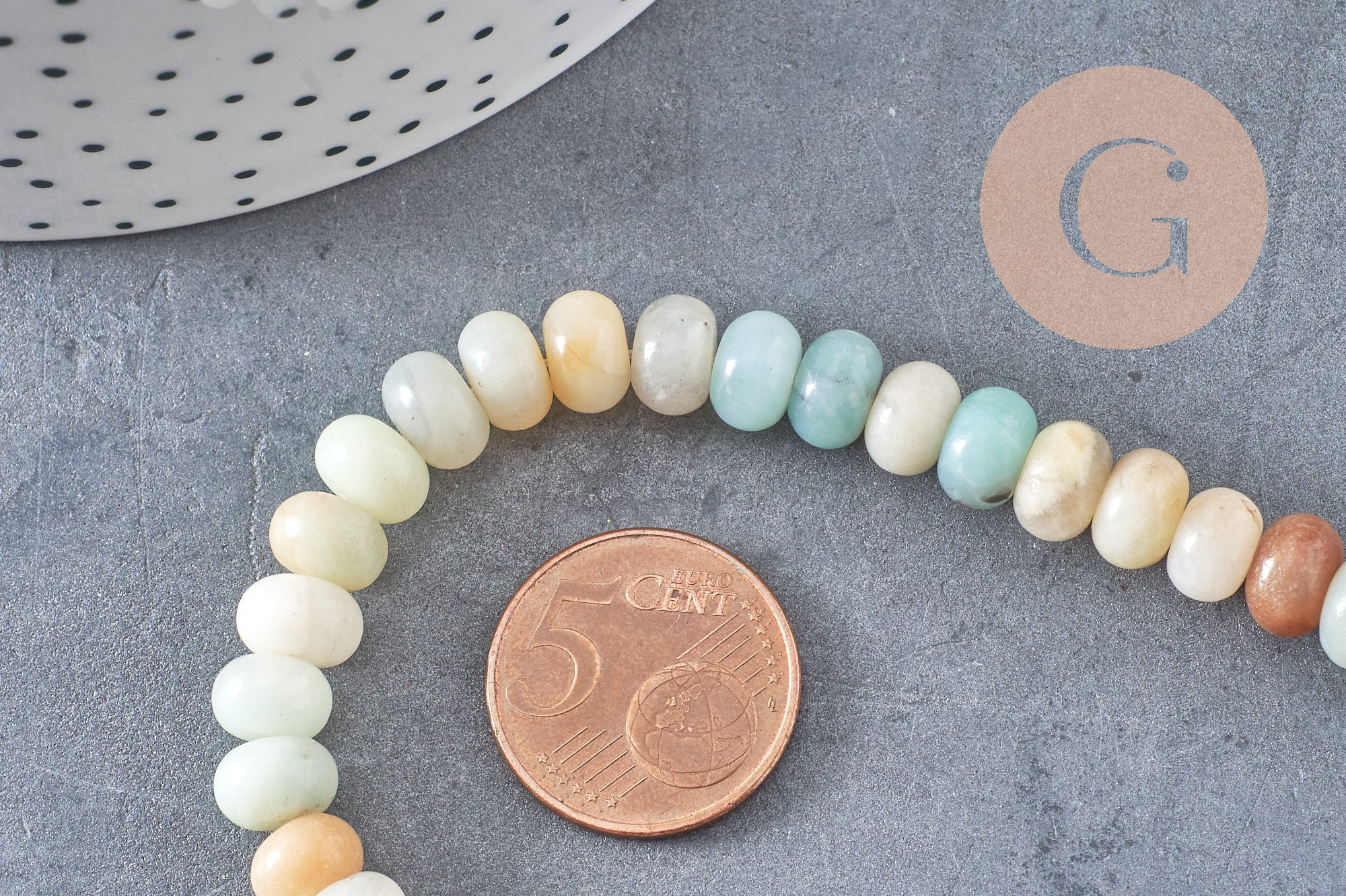 Perle amazonite naturelle rondelle 8x5mm, fil de 40cm, x1 (G4716)