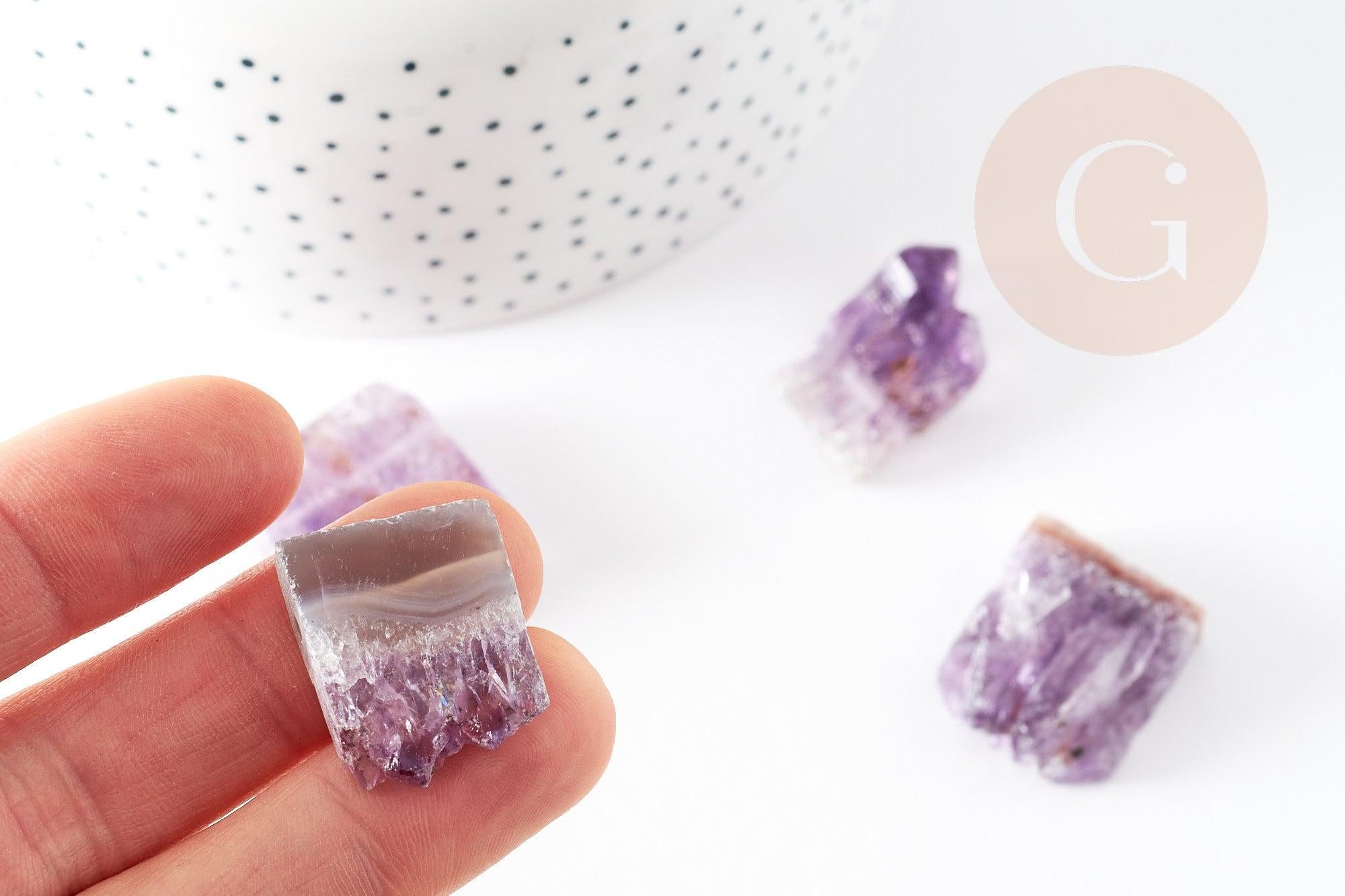 Perle améthyste brute violette,pendentif pierre, création bijoux pierre naturelle, 18-25mm, x1 (G3256)