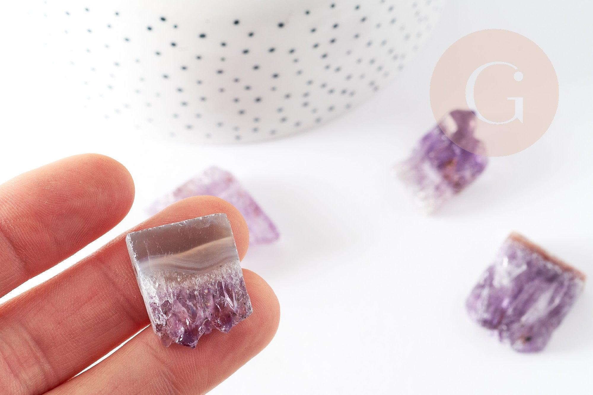 Perle améthyste brute violette,pendentif pierre, création bijoux pierre naturelle, 18-25mm, x1 (G3256)