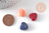 Perle coeur acrylique imitation pierre multicolore 14mm, x10 (G10990)