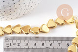Perle coeur hématite doré 12x13mm, x1 fil de 38cm (G10284)
