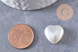 Perle coeur plastique blanc nacré 15mm, x10 (G10404)