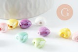 Perle coeur porcelaine multicolore irisé 12mm, x5 (G9772)