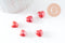 Perle coeur porcelaine rouge irisé 12mm, x5 (G9773)