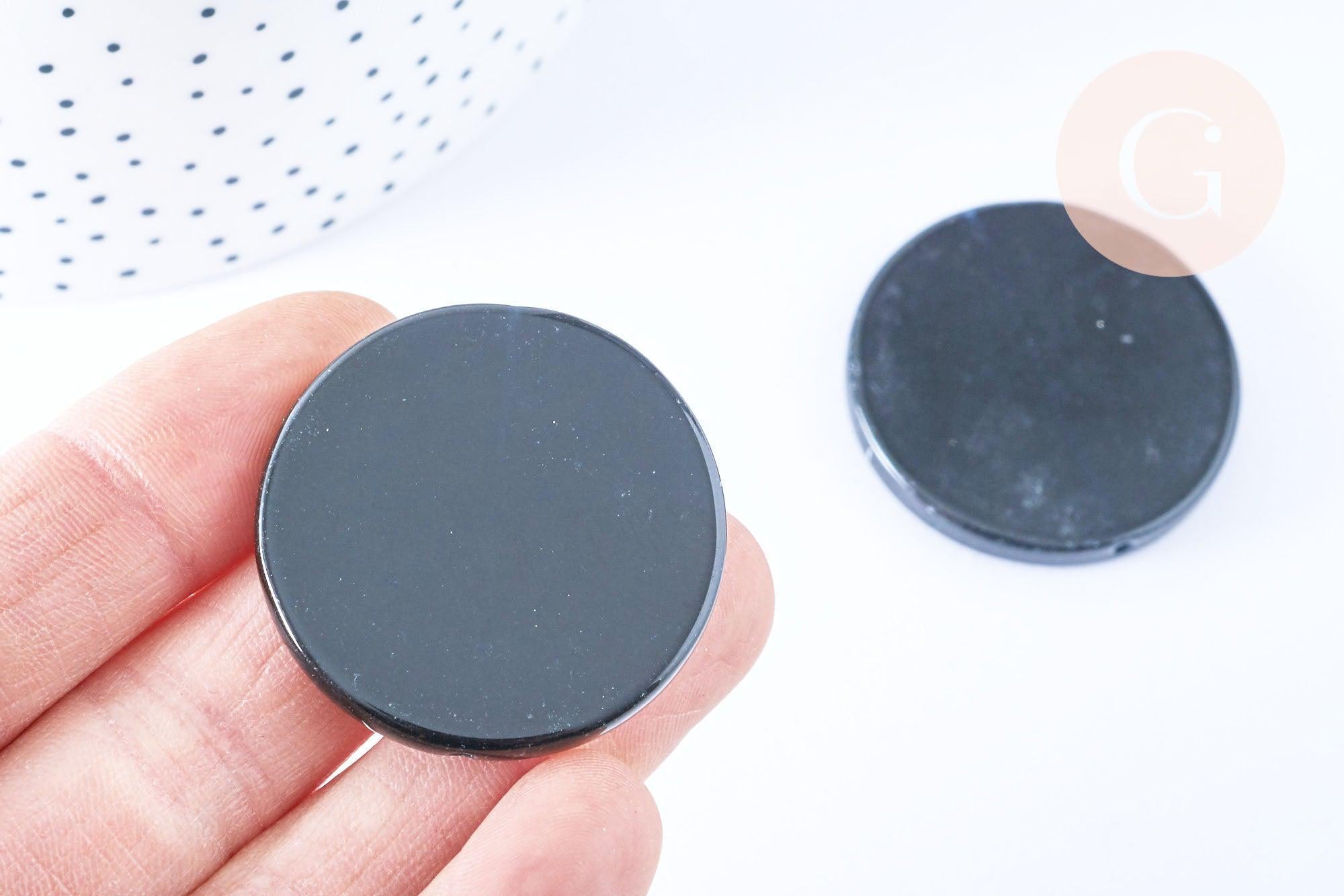Perle disque agate noire 40mm,perle pierre, x1 (G6456)