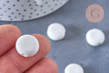 Perle porcelaine blanche, perle striées,perle céramique, céramique blanche, 15mm, x10 (G2571)