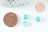 Perle étoile turquoise poudre dorée imitation jade 8mm, x10 (G10724)