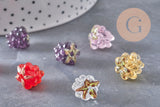 Perle framboise verre tchèque coloré 12.5mm, x1 (G11026)