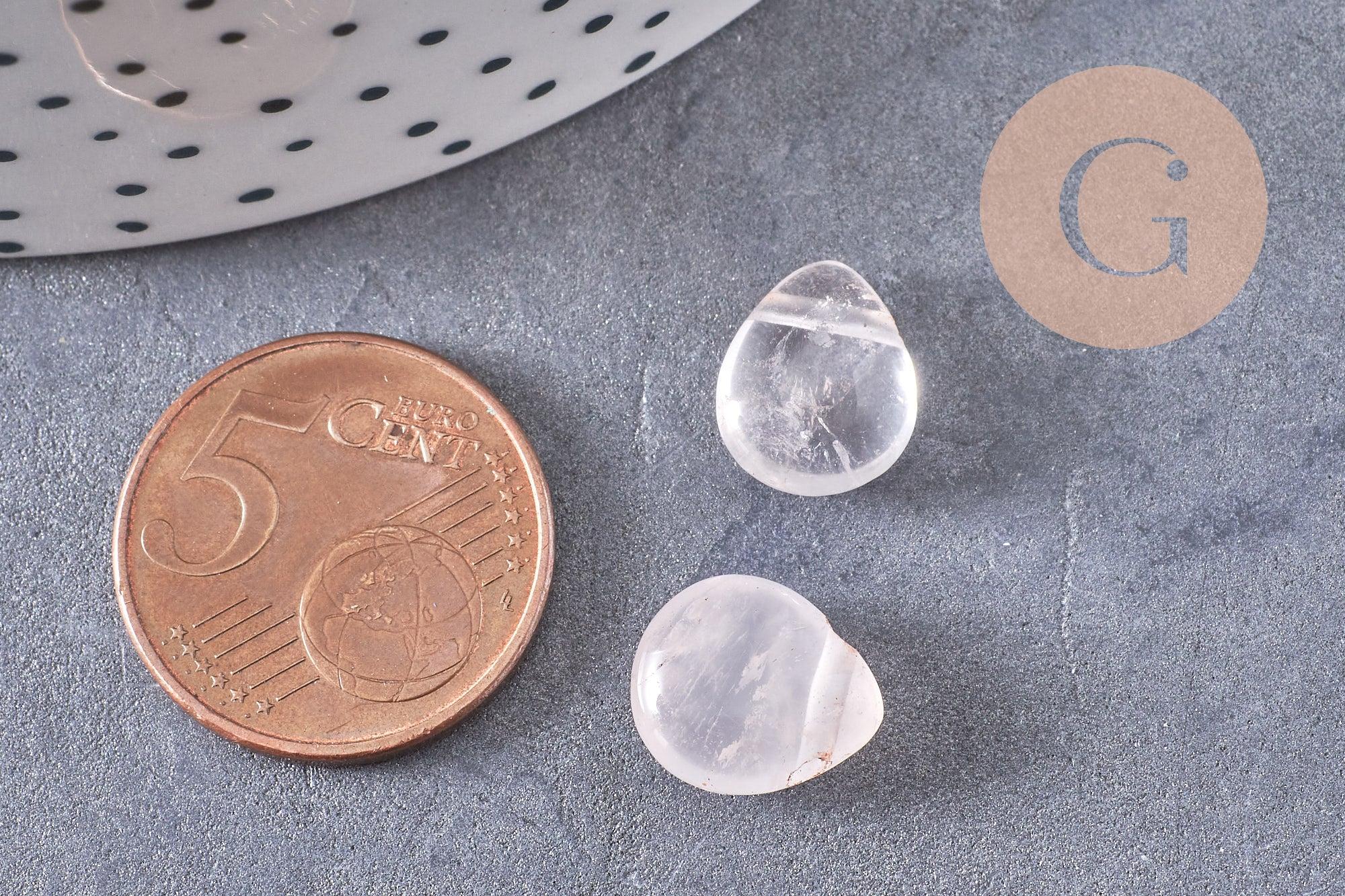Perle goutte quartz rose 12mm,quartz rose naturel,perle quartz,12mm, x5 (G3032)