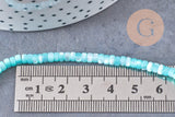 Perle nacre naturelle heishi bleu turquoise pastel,tube coquillage coloré,perle coquillage, 2x4mm, le fil x1 (G5411)