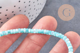 Perle nacre naturelle heishi bleu turquoise pastel,tube coquillage coloré,perle coquillage, 2x4mm, le fil x1 (G5411)